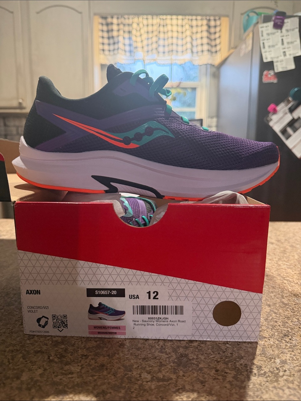 Saucony Axon Running Shoe - Purple with Teal & Orange Accents